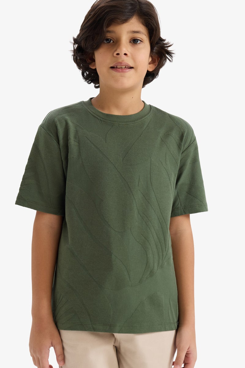DeFacto Green Boy Boy Regular Fit Crew Neck Short Sleeve T-Shirt Casual - Image 1